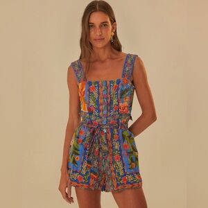 FARM Rio Stitched Garden Blue Romper